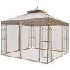 Charming Brown Garden Gazebo with Shelves & Netting