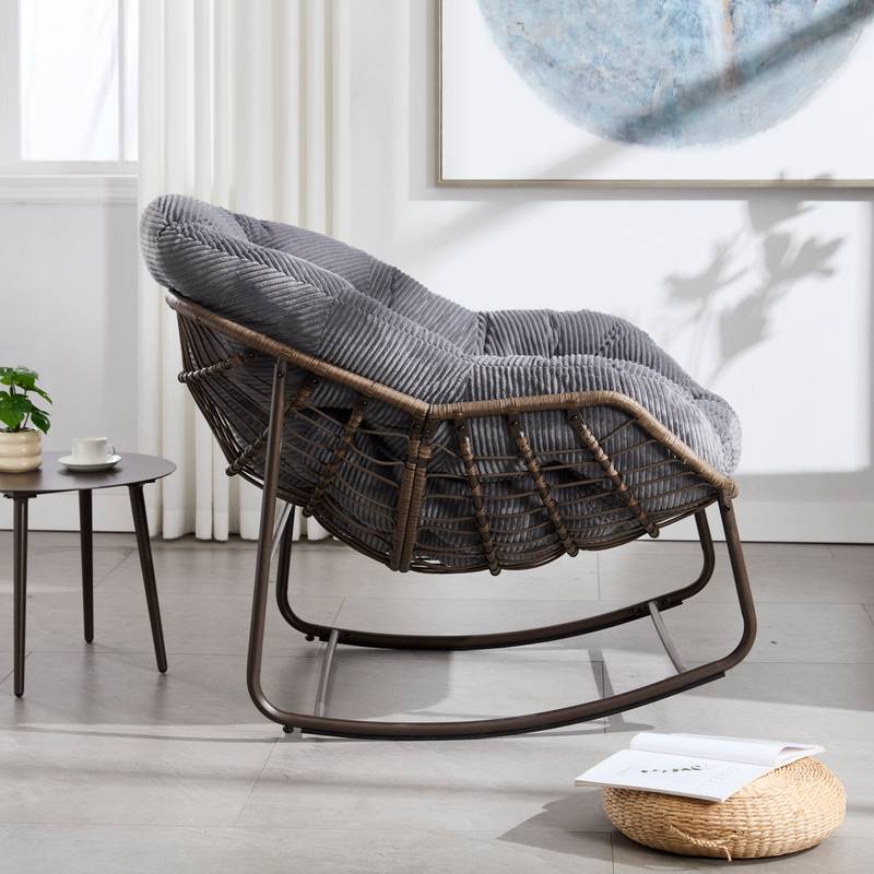 Cozy Rattan Rocker Chair for Outdoor Relaxation
