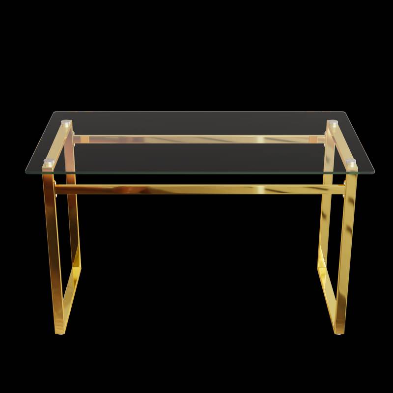 Sleek Glass Dining Table with Chic Gold Legs