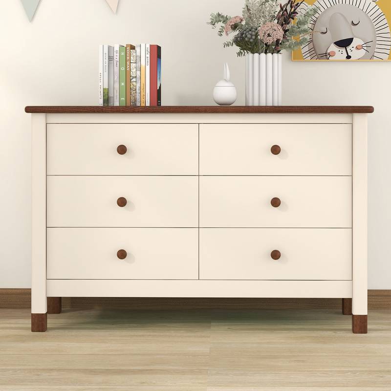 Charming Kids' Storage Dresser in Cream & Walnut