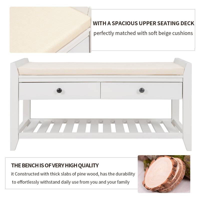 Stylish Storage Bench with Cushion
