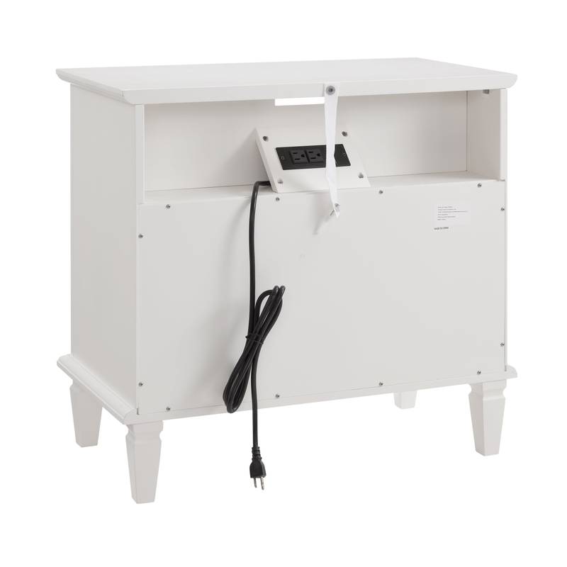 Charming Farmhouse Nightstand with Charging Station and Drawers