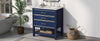 Navy Bliss: Stylish Bathroom Vanity with Open Storage