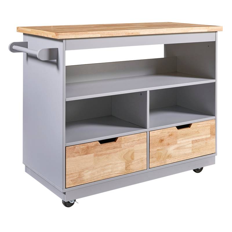 Cozy Kitchen Rolling Island with Storage & Wine Rack