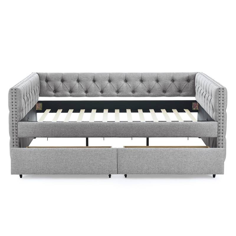 Stylish Grey Daybed with Storage Drawers