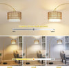 Cozy Rattan Arc Lamp with Remote & Dimming Features