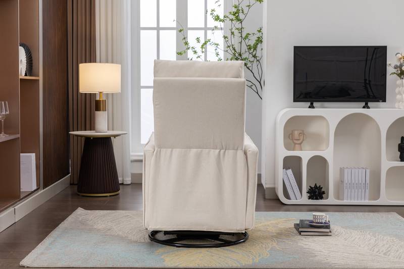 Cozy Beige Swivel Rocker Glider Chair