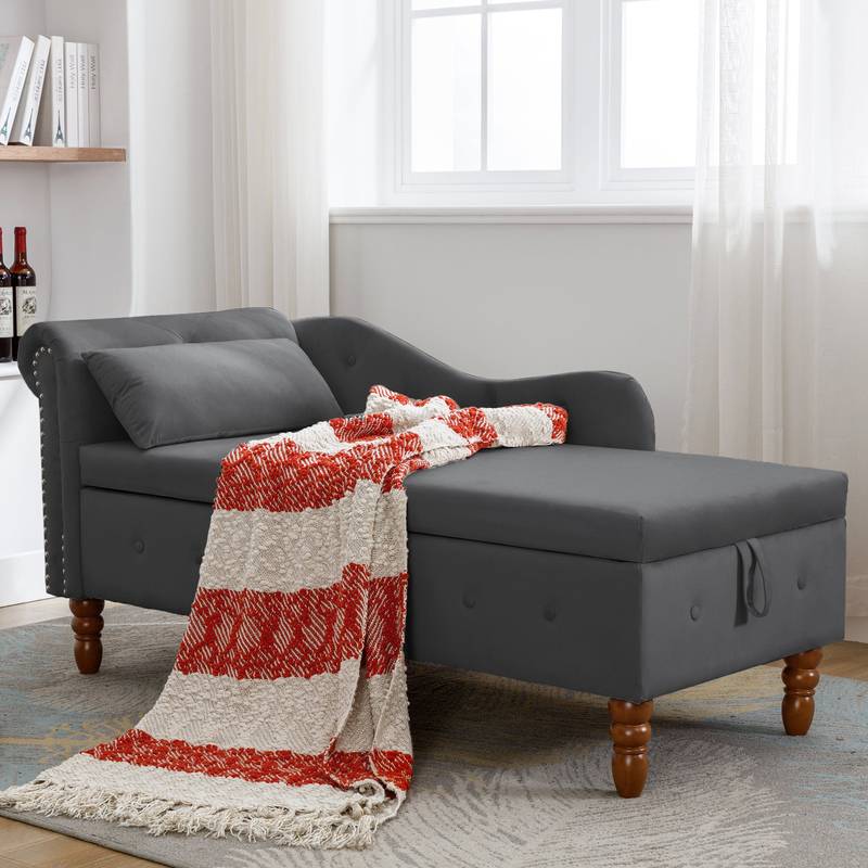 Velvet Dream Lounge Chair with Storage & Pillow