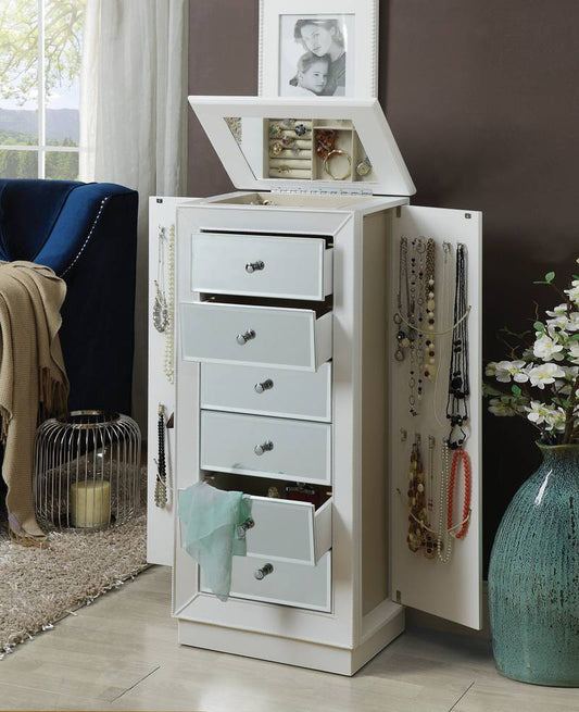 Charming White Jewelry Armoire
