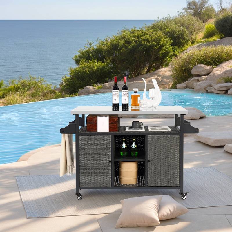 Stylish Rolling Outdoor Bar Cart