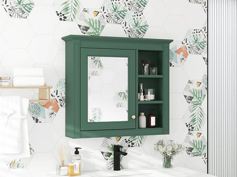 Sleek Mirror Medicine Cabinet with Open Shelves