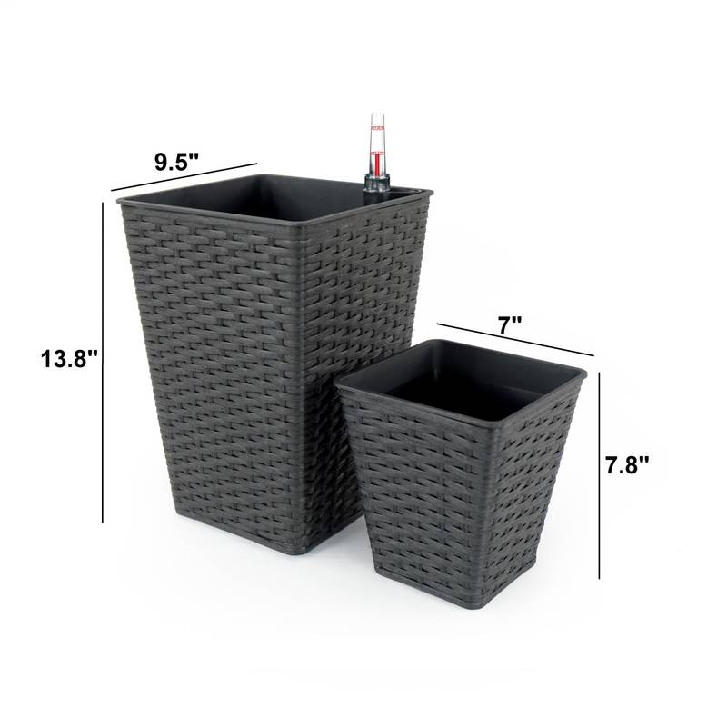 Smart Wicker Planter Duo - Self-Watering for Your Home and Garden