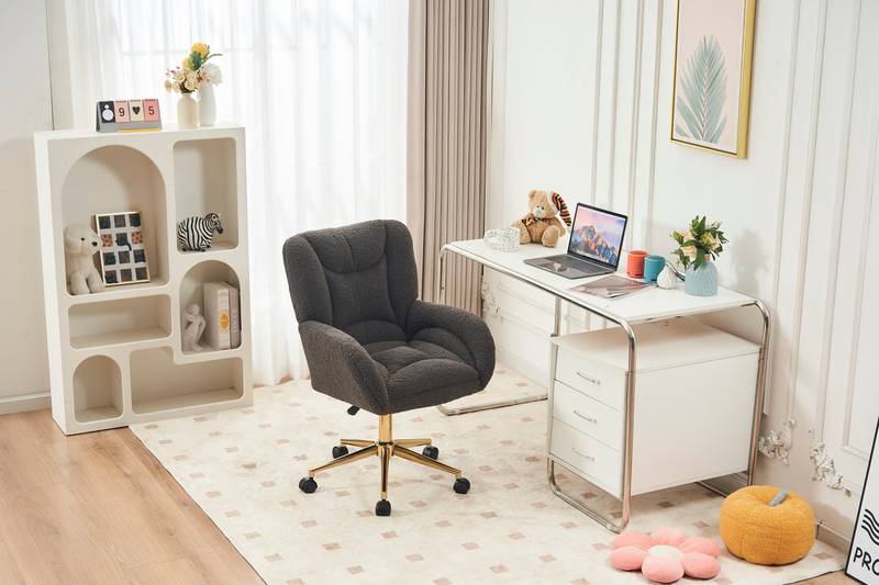 Cozy Swivel Teddy Chair with Gold Base