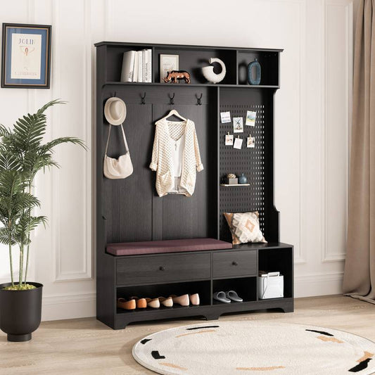 Chic Multi-Use Entryway Bench & Coat Rack with Storage
