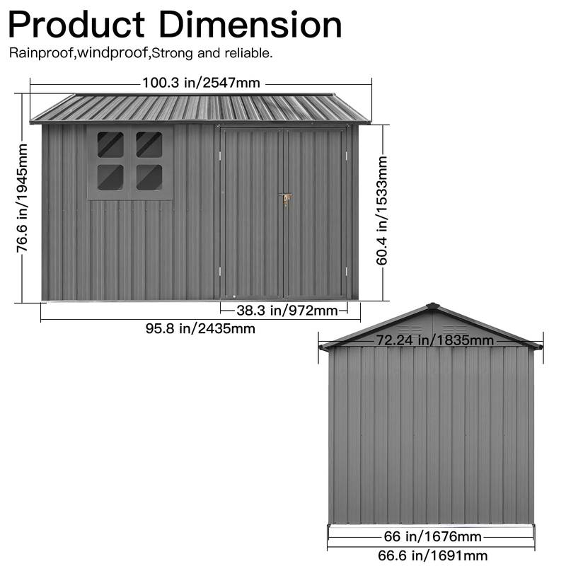 Charming Grey Garden Shed with Window