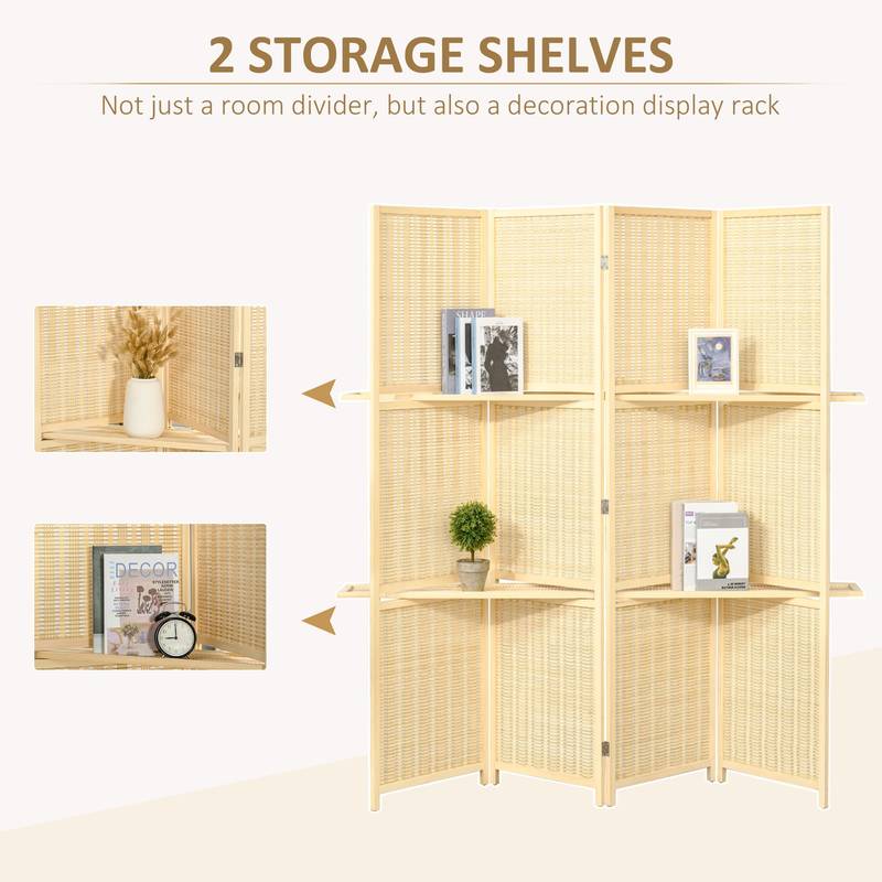 Bamboo Folding Privacy Screen & Storage Divider