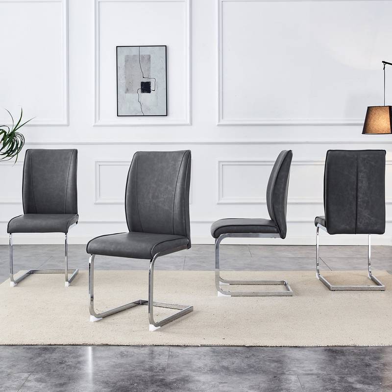 Sleek Gray Arch Dining Chairs - Set of 4