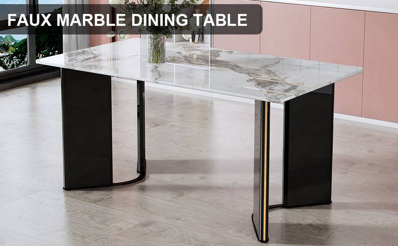 Chic Marble-Look Dining Table