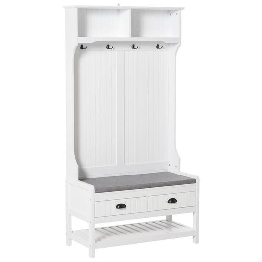 Cozy Entryway Organizer with Bench, Rack & Storage