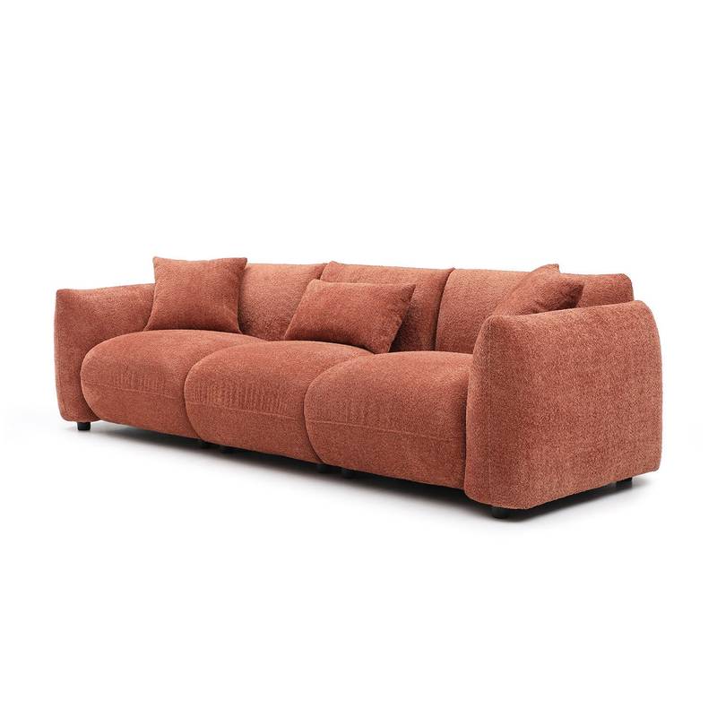 Vibrant Orange Mid Century 3-Seat Sofa