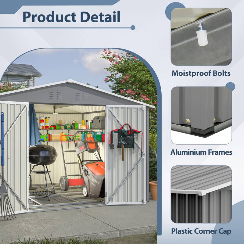 Spacious Outdoor Tool Shed with Lockable Doors - Durable All-Weather Design