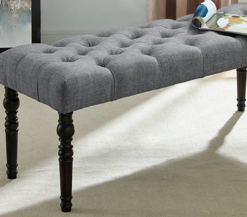 Cozy Gray Tufted Dining Bench