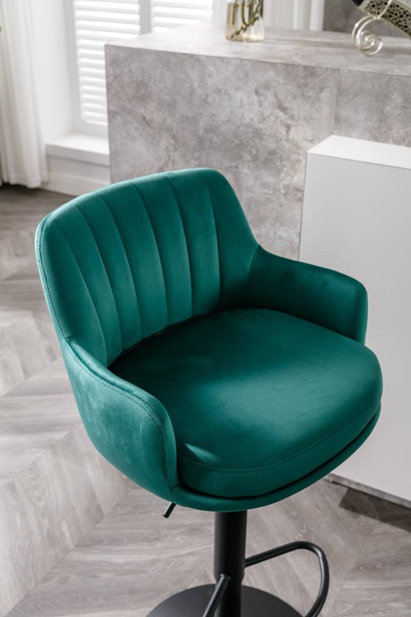 Chic Green Adjustable Bar Stools - Perfect for Kitchen or Pub