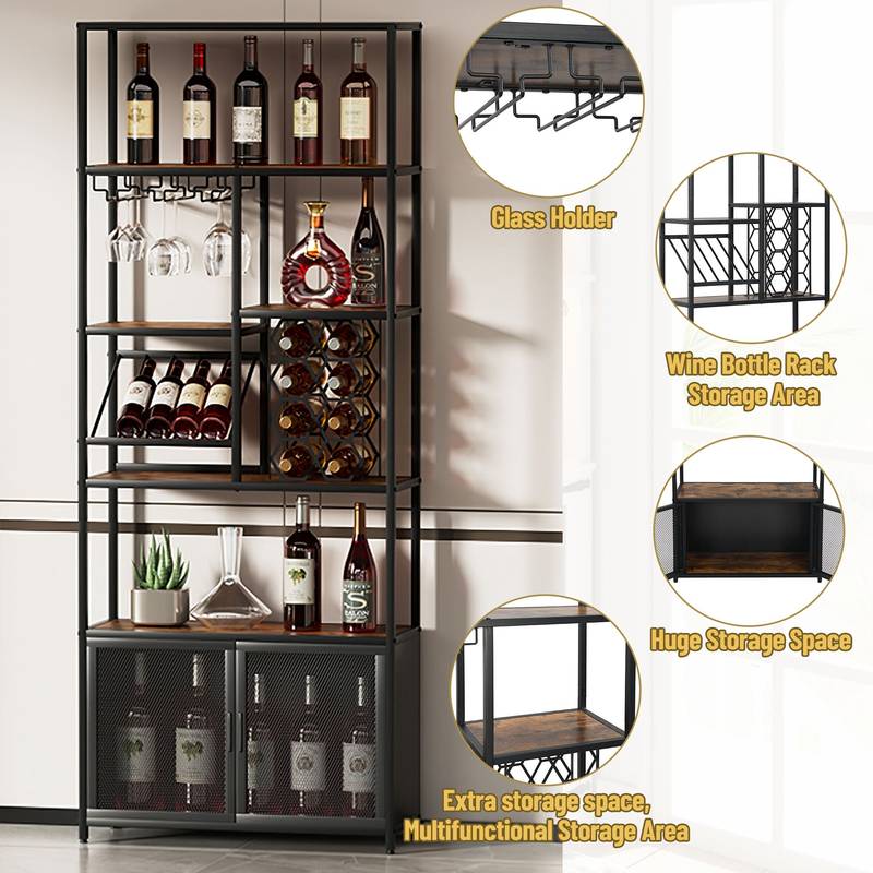 Chic Industrial Wine & Glass Stand