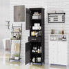 Sleek Slim Floor Cabinet with Adjustable Shelves - Black