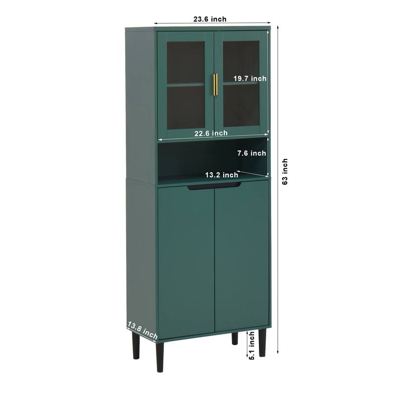 Stylish Green Glass Door Bookcase - Versatile Storage for Any Room