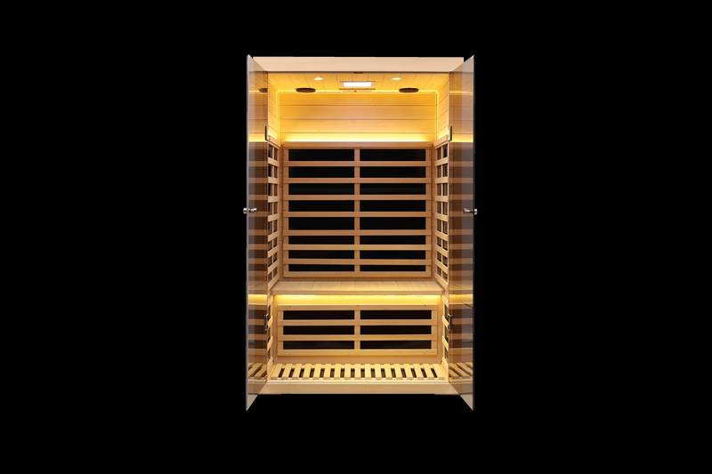 Cozy Glass Hemlock Sauna for Two