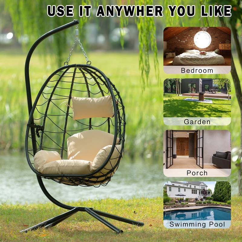 Cozy Hanging Egg Chair with Stand