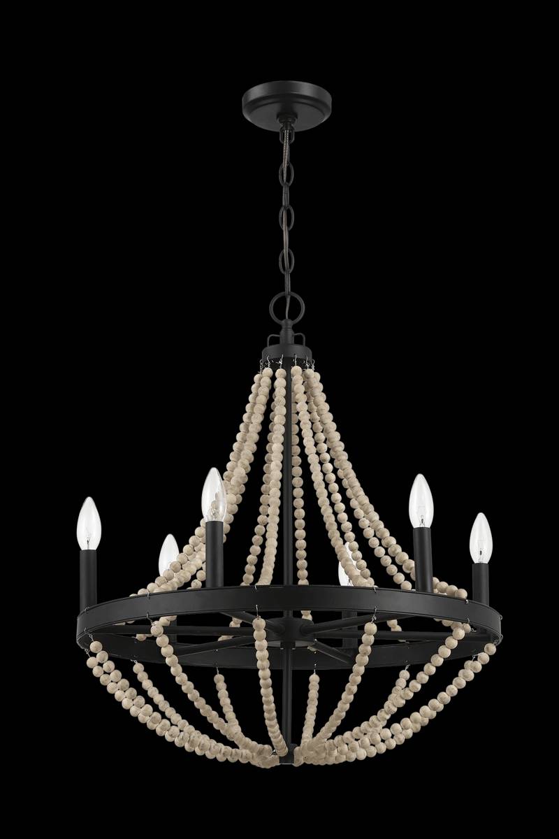 Chic Farmhouse Wood Bead Chandelier