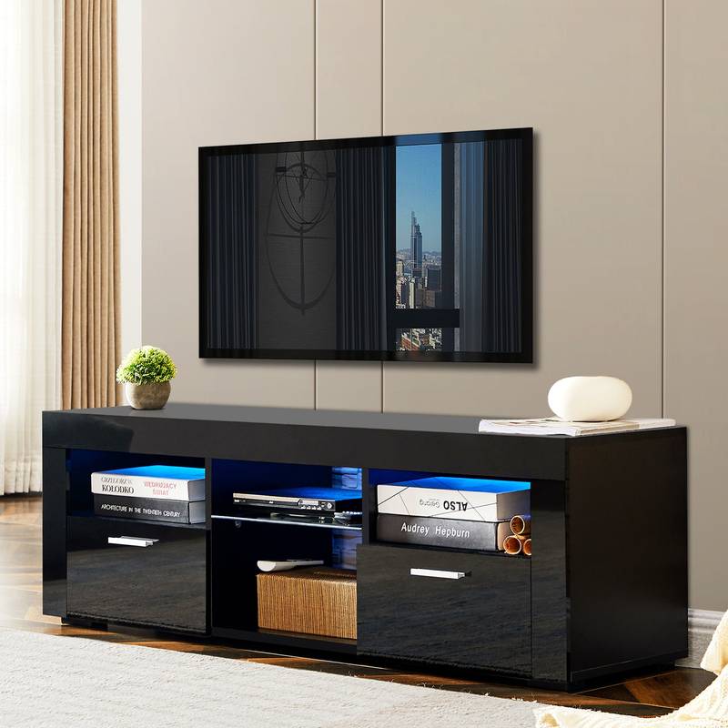 Sleek Black LED TV Stand for Any Room