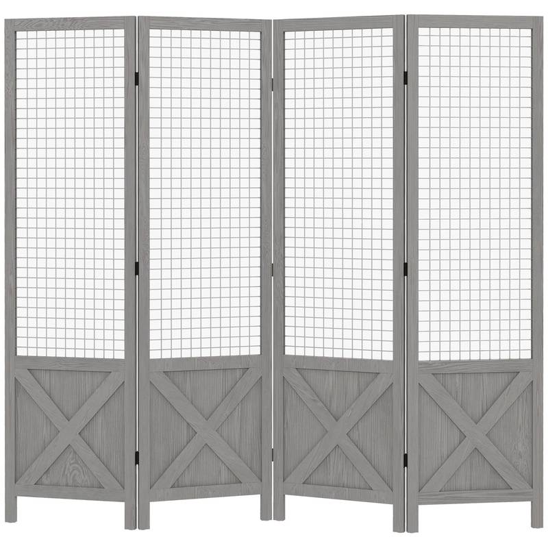 Chic Folding Room Divider - Portable Privacy Screen in Distressed Gray