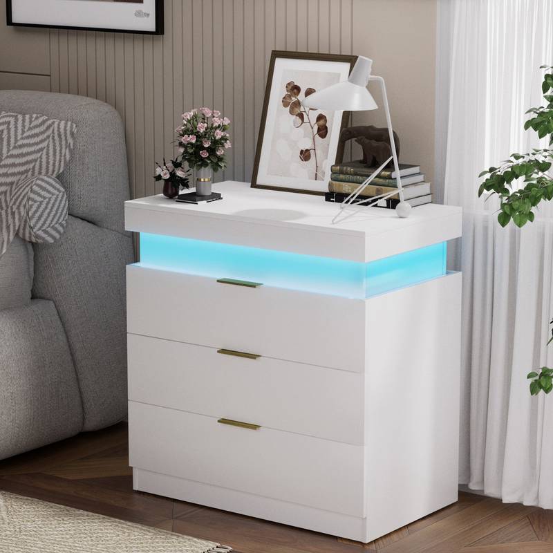 Dreamy Nightstand with Charging Hub & LED Glow