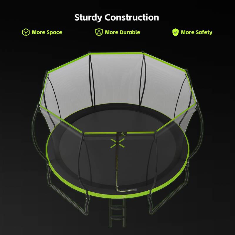 SkyBounce Kids Trampoline - Safe Fun with Ladder & Wind Stakes!