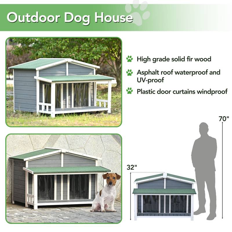 Cozy Cabin Dog House with Porch