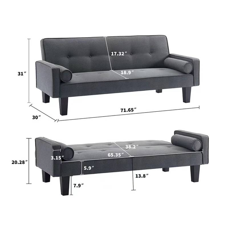Cozy Modern Futon Sofa Bed with Armrests