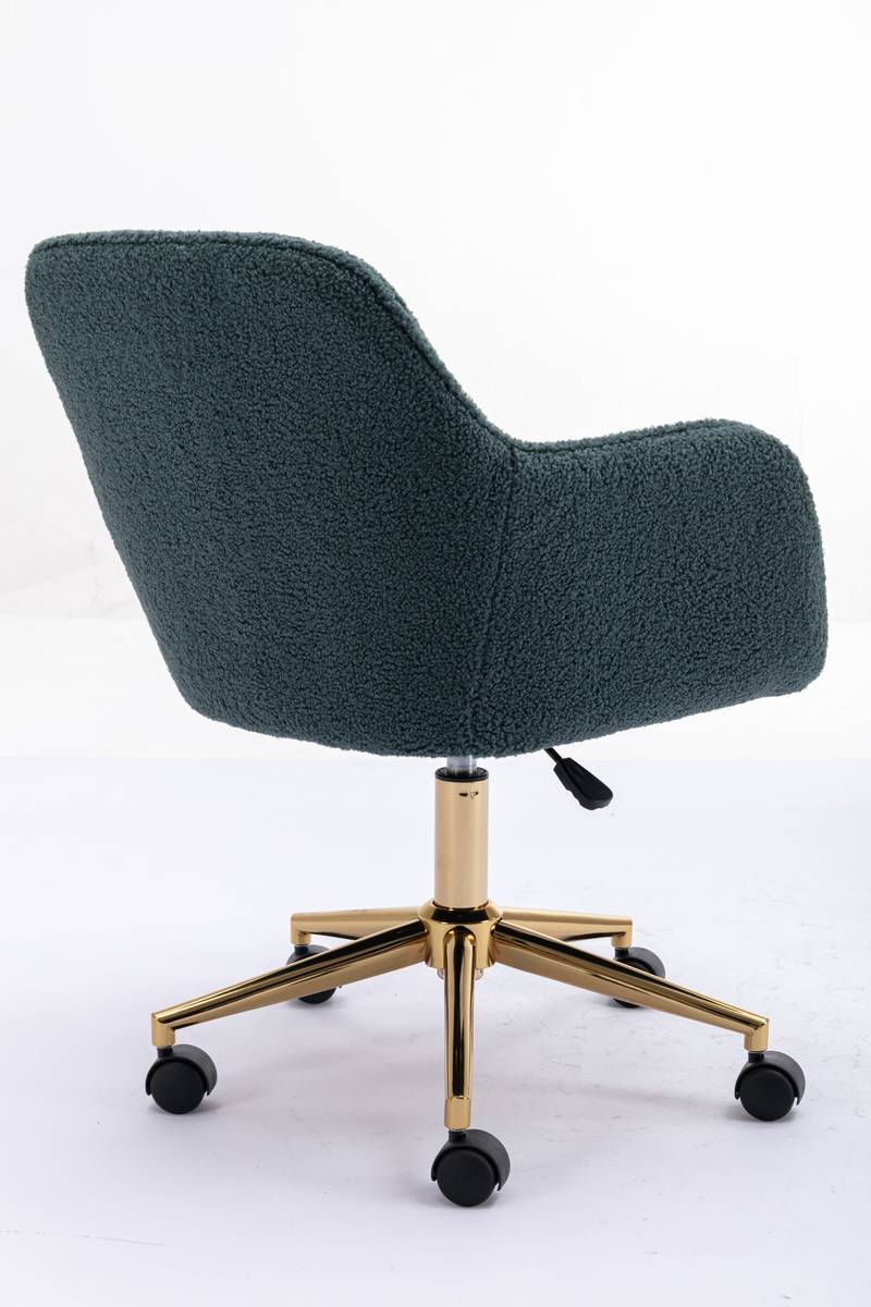Chic Green Teddy Swivel Chair with Gold Legs