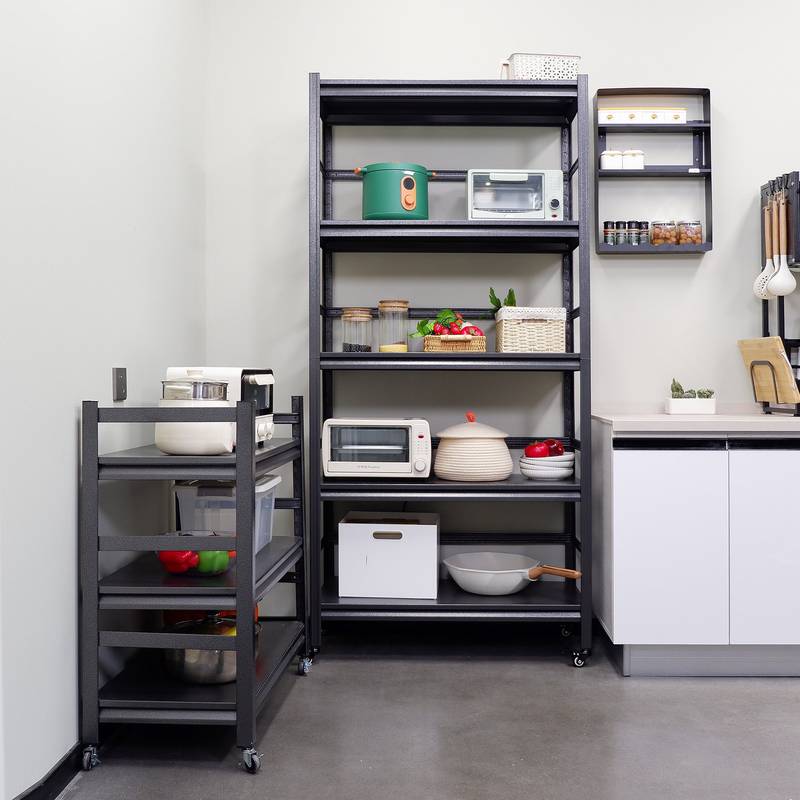 Sturdy Rolling 5-Tier Metal Shelving Unit - Perfect for Kitchen & Garage