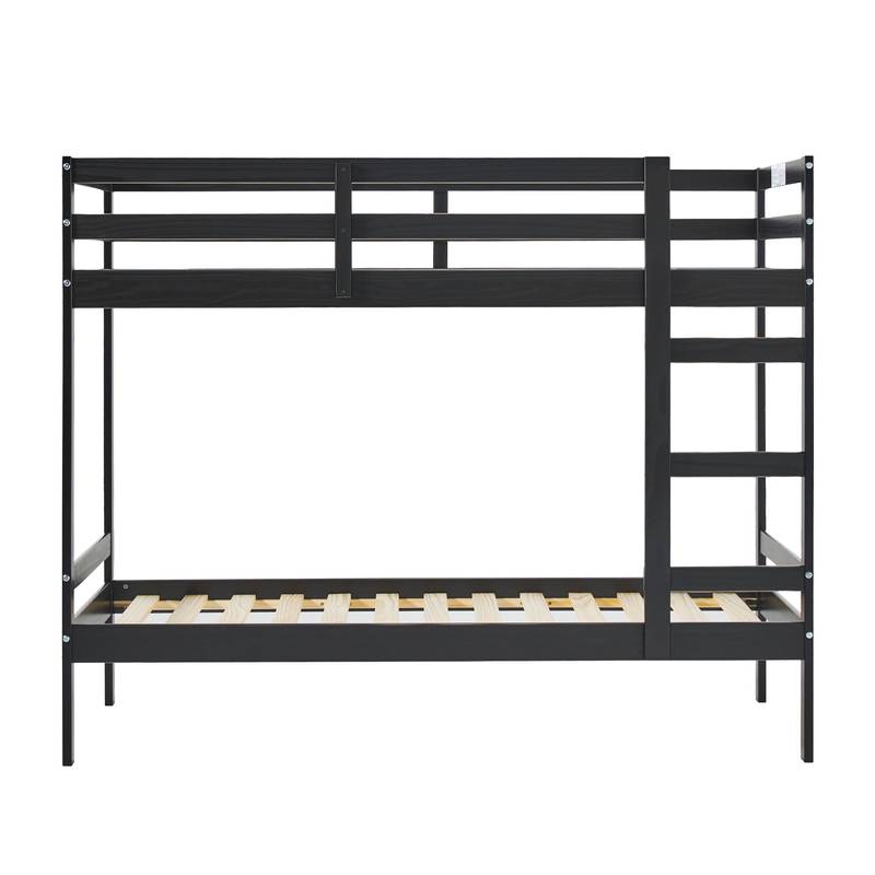 Chic Black Twin Bunk Bed in Solid Wood