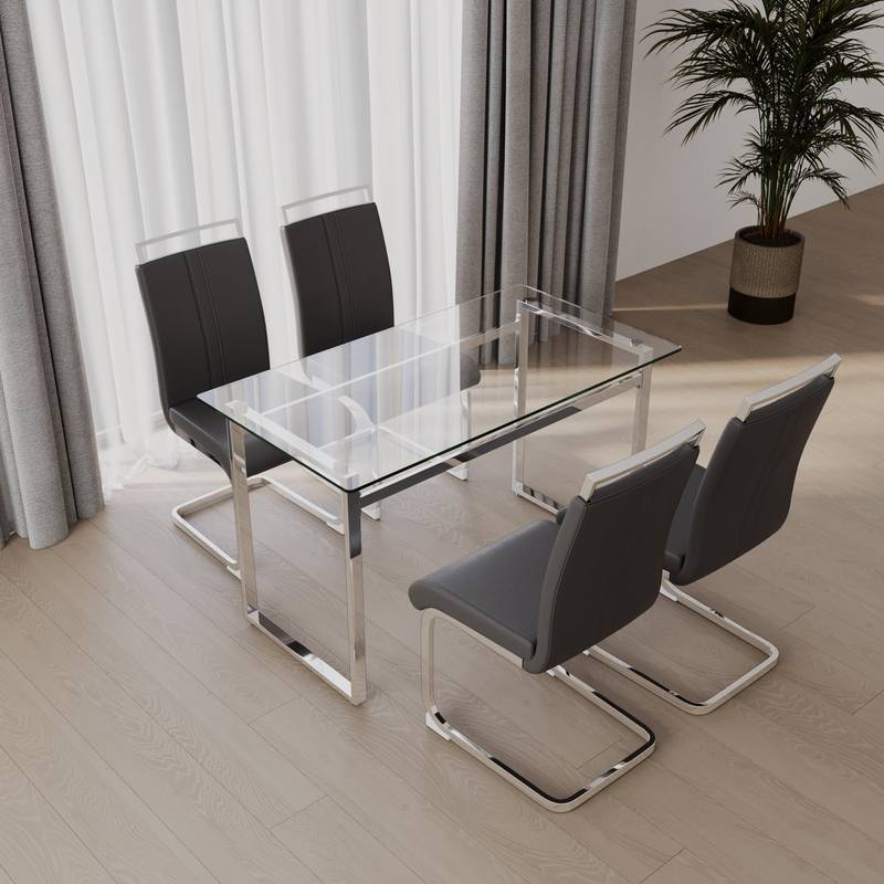 Elegant Glass Dining Set for Four