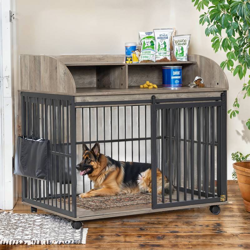 Stylish Sturdy Dog Crate End Table with Storage