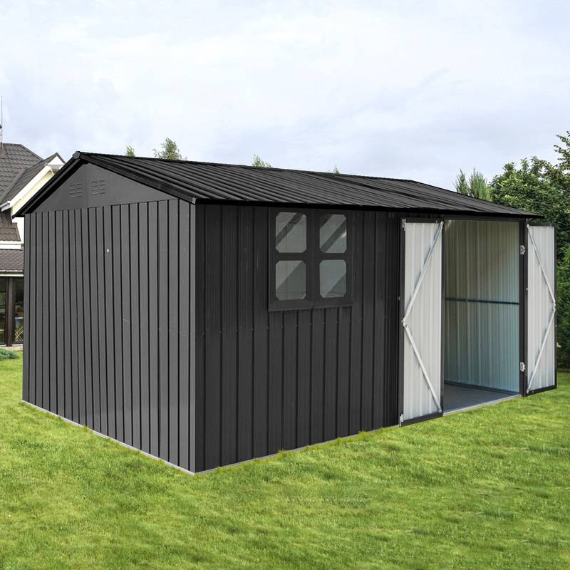 Chic Black Garden Shed with Window