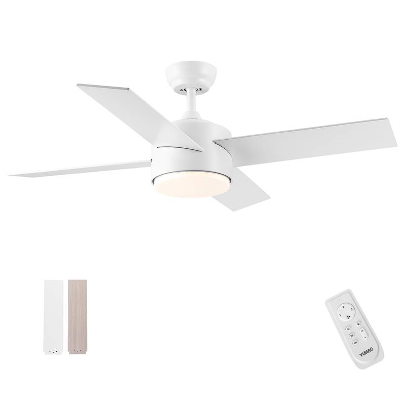 Sleek LED Ceiling Fan with White Blades