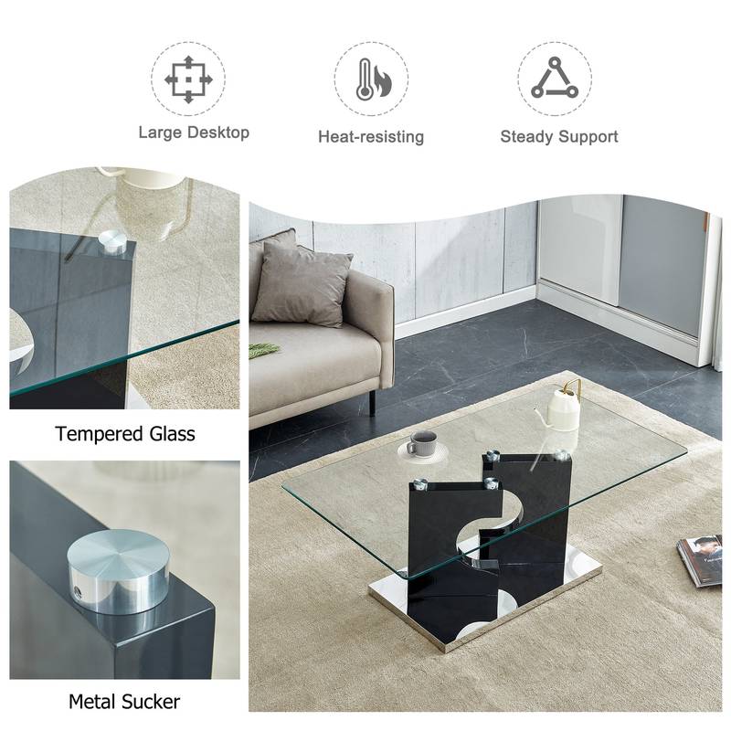 Sleek Glass Top Coffee Table