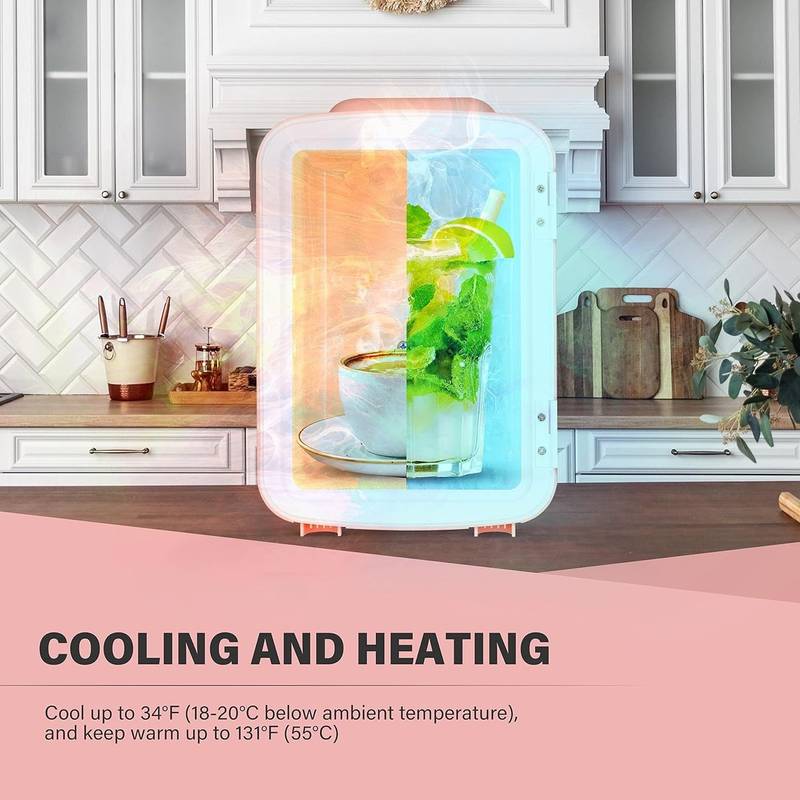 Chic Pink Mini Fridge – Cool & Warm Your Essentials!