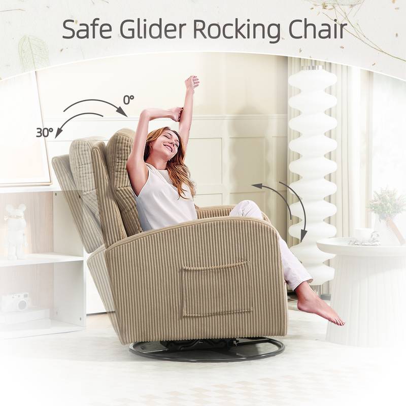 Cozy Glider Rocking Chair in Soft Flannel
