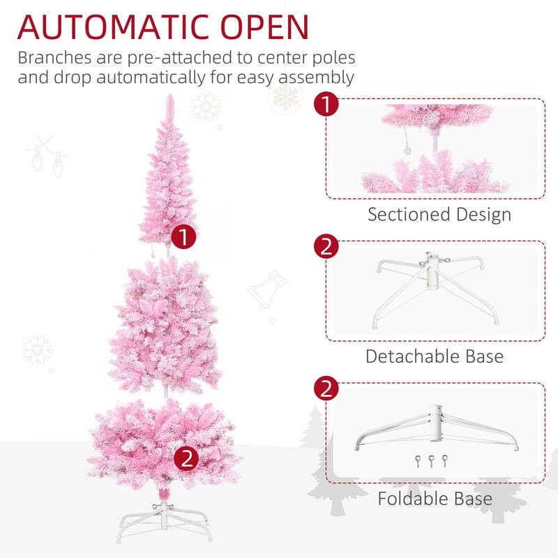 Charming Snowy Pencil Christmas Tree with Warm Lights